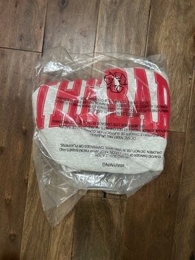 NWT The Bar varsity sweatshirt light heather grey and big apple red size large